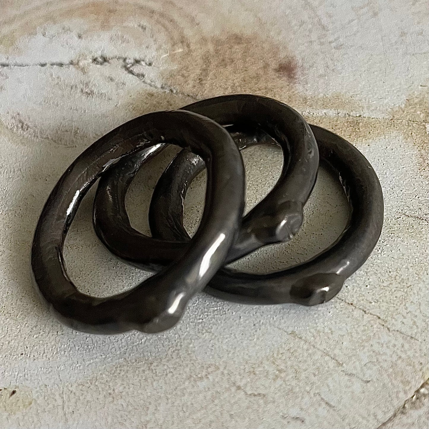 BONDING SET OF 3 IN SOLID OXIDISED SILVER