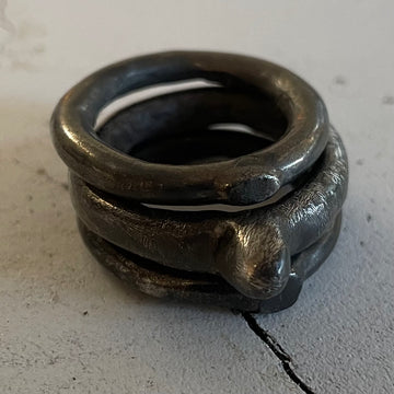 BONDING SET OF 3 IN SOLID OXIDISED SILVER