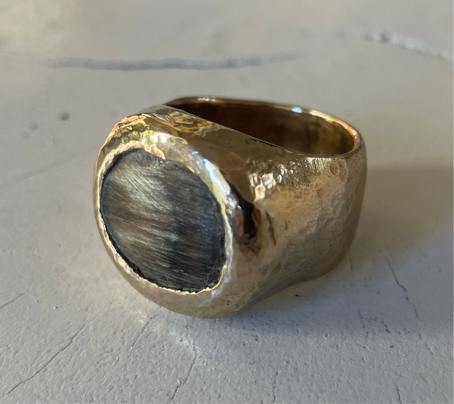 HORN BRAND IN SOLID BRONZE + HORN INLAY