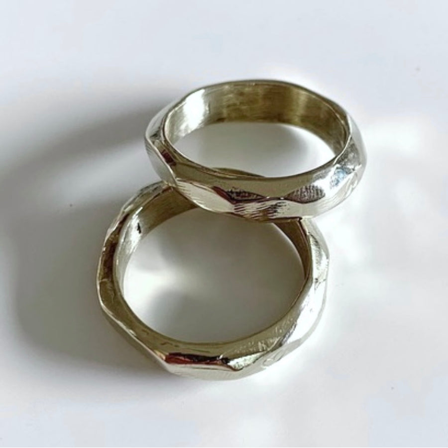 BEATEN CURVES SET OF 2 IN SOLID SILVER