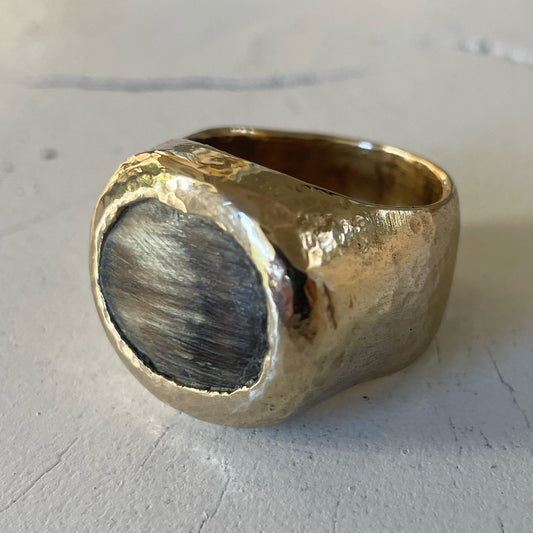 HORN BRAND IN SOLID BRONZE + HORN INLAY