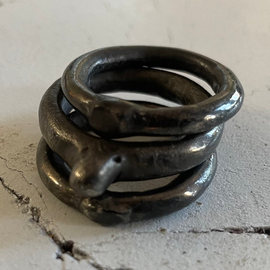 BONDING SET OF 3 IN SOLID OXIDISED SILVER